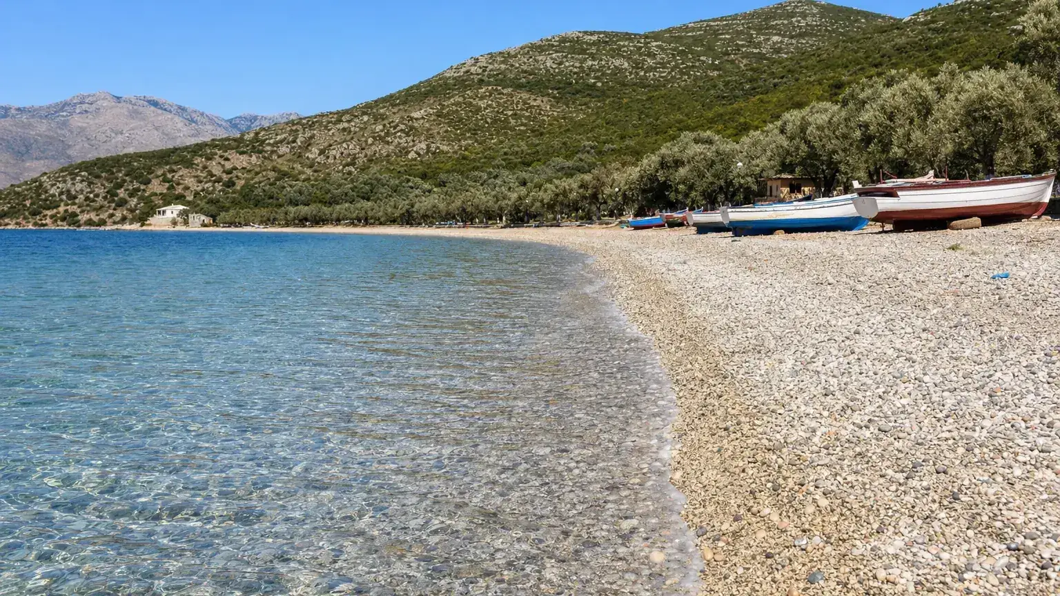 Bunec beach pebble shore near Saranda