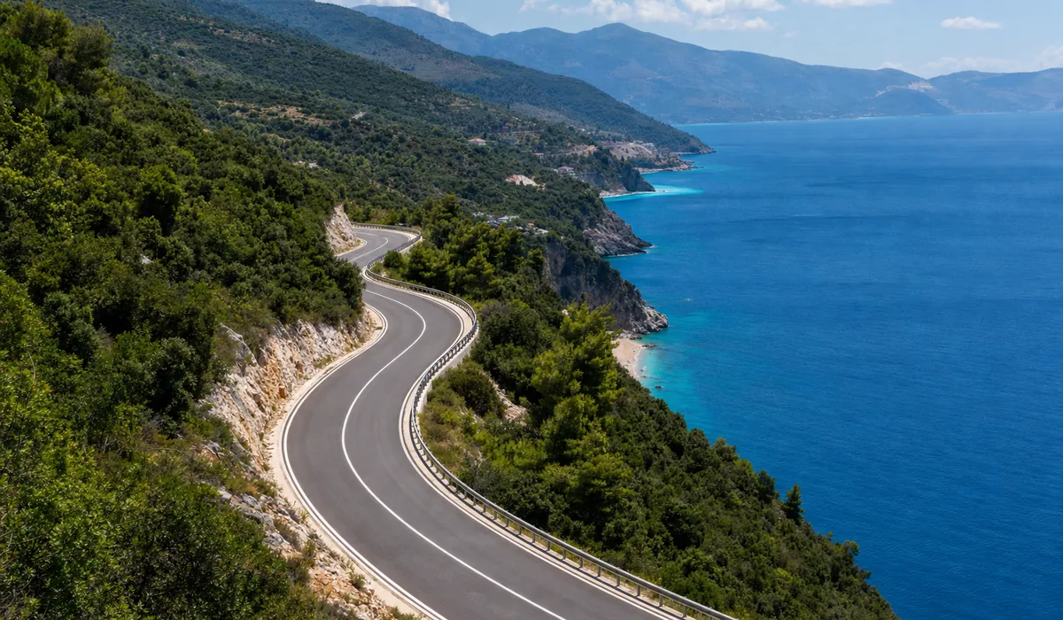 Albanian Riviera coast road, the most common scene of first-timer mistakes